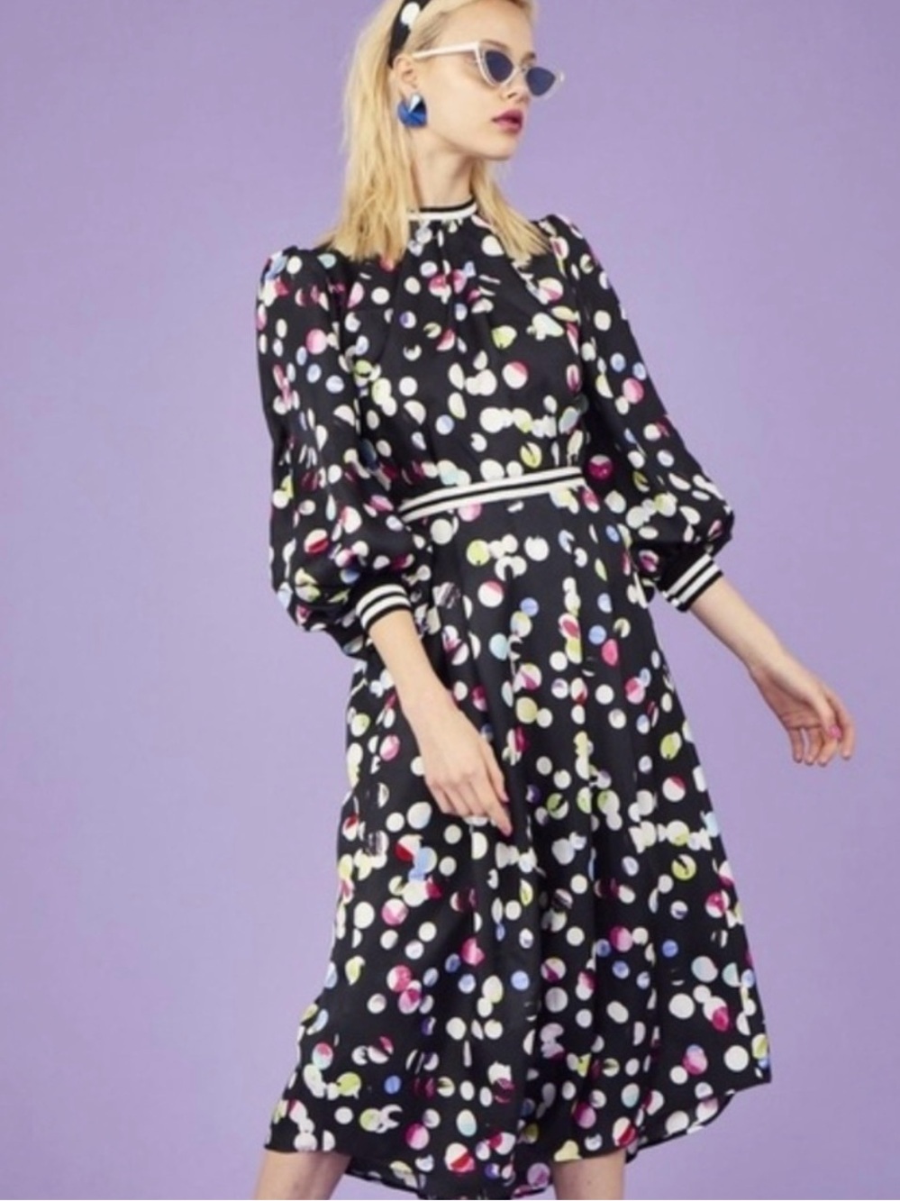 Hunter Bell Satin Casper Polka Dot Maxi Dress 6